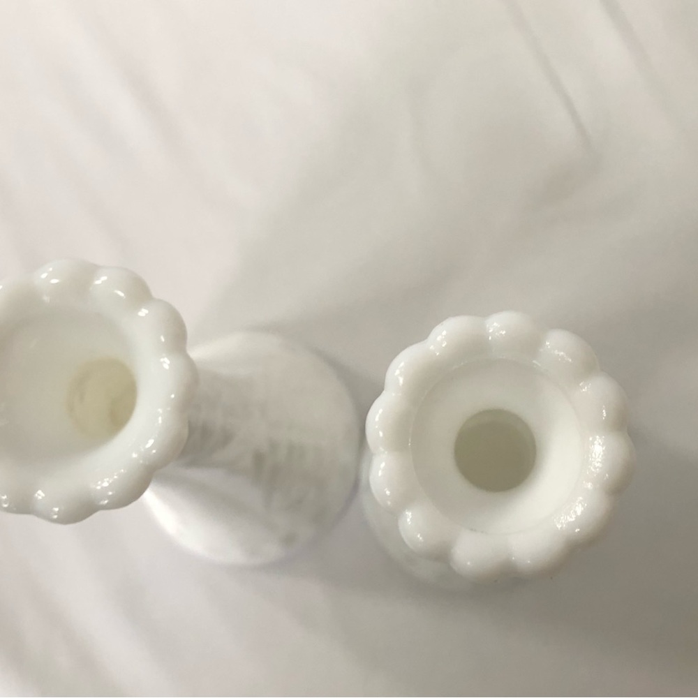 Vintage Farmhouse White Milk Glass Tall Bud Vases 9” - Set of 2 - Picture 6 of 10
